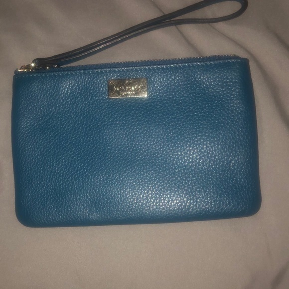 Kate Spade teel leather zippered wristlet‎ 6 inches wide by 4 inches tall - Picture 1 of 7